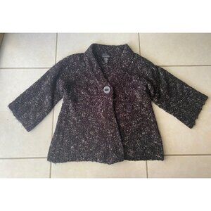 Brittany Black Bulky Knit One Button Cardigan Sweater Woman's Size M